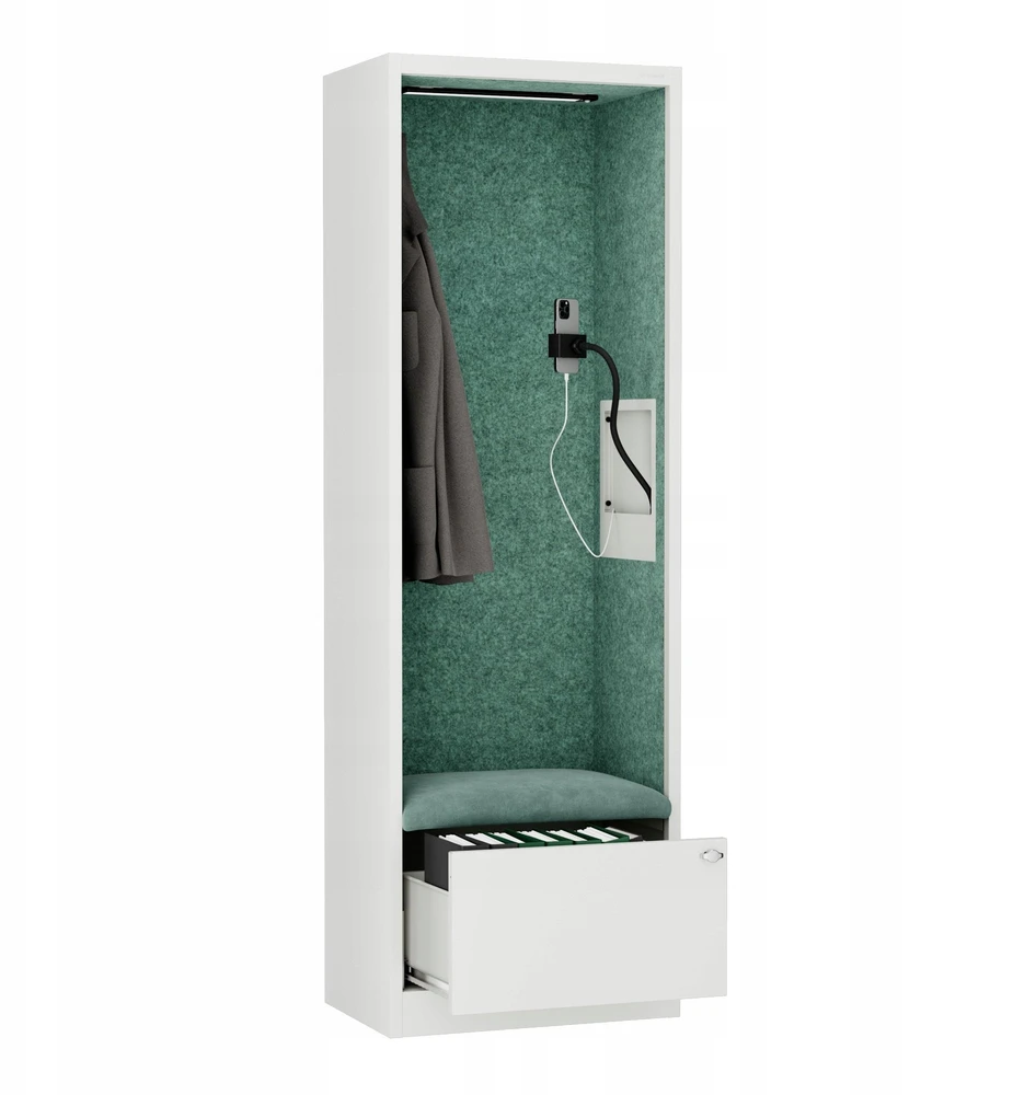 Jan Nowak Akustinė kabina SALLY MentalBox 600 mm – baltas korpusas, žalia sėdynė