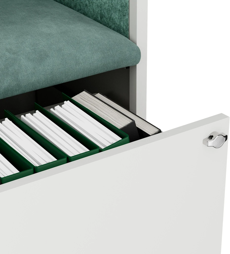 Jan Nowak Akustinė kabina SALLY MentalBox 600 mm – baltas korpusas, žalia sėdynė