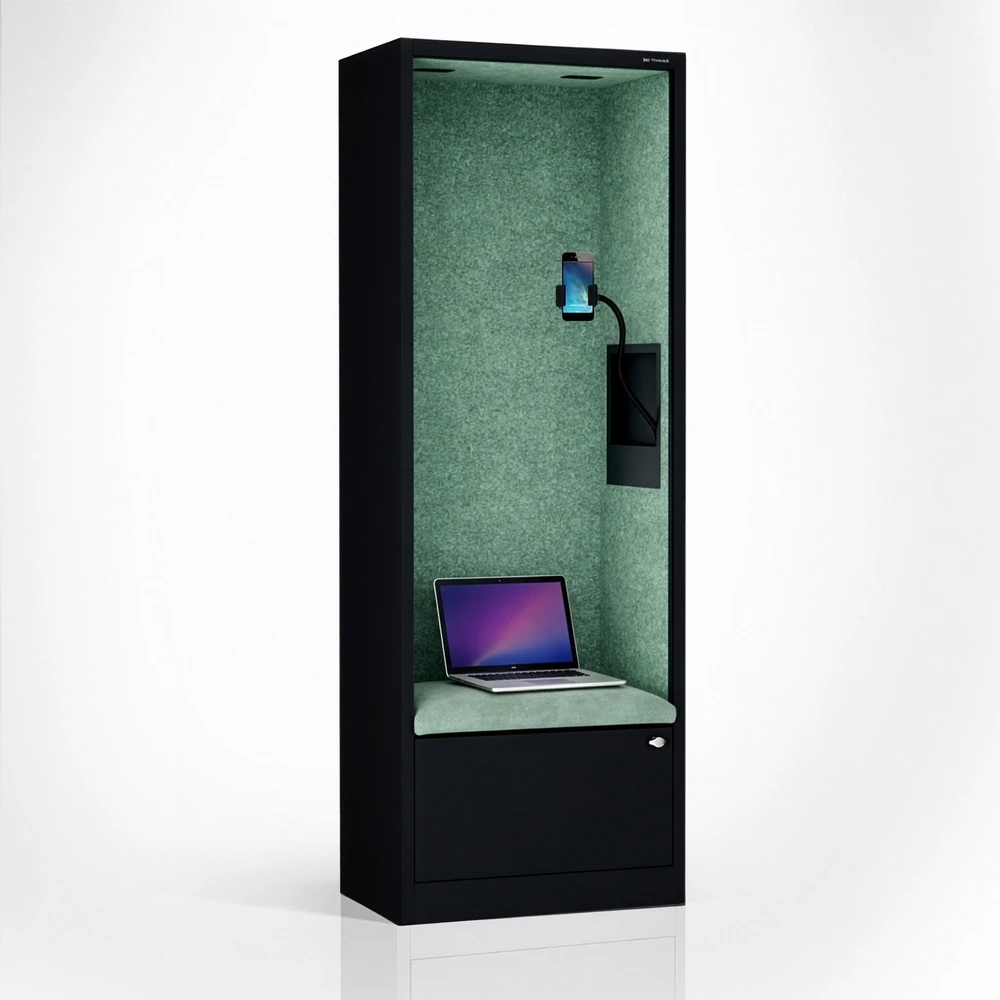 Jan Nowak Akustinė kabina SALLY MentalBox 600 mm – juodas korpusas, žalia sėdynė