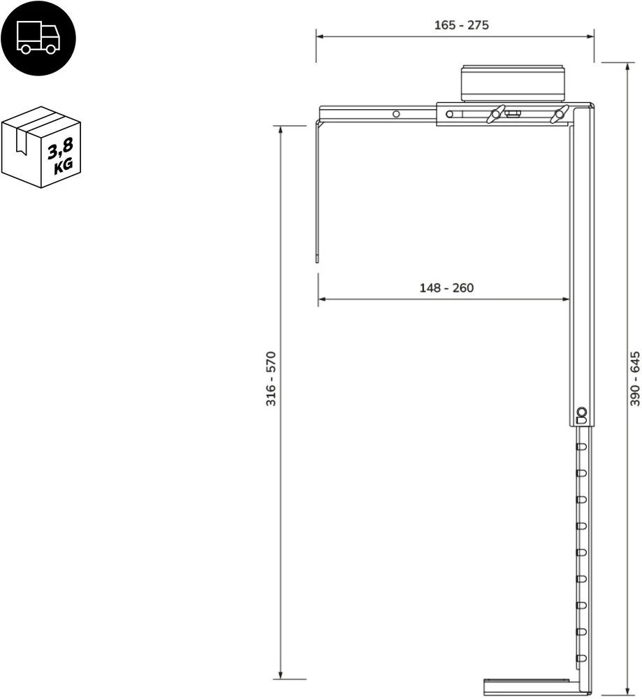 Jan Nowak Laikiklis kompiuteriui po stalu, reguliuojamas, metalinis, baltas: PC Holder (5907367515190)
