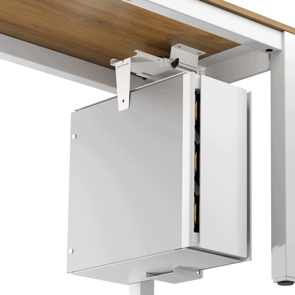 Jan Nowak Laikiklis kompiuteriui po stalu, reguliuojamas, metalinis, baltas: PC Holder (5907367515190)