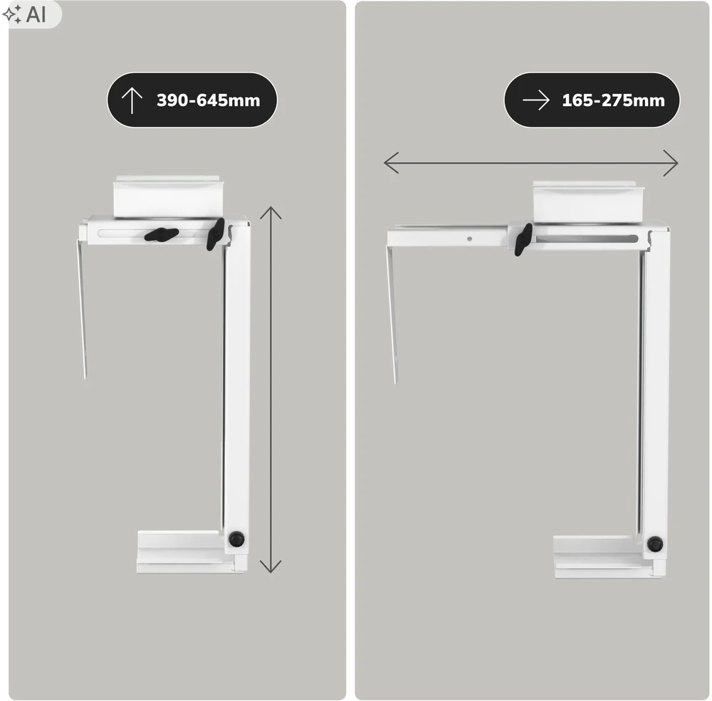Jan Nowak Laikiklis kompiuteriui po stalu, reguliuojamas, metalinis, baltas: PC Holder (5907367515190)