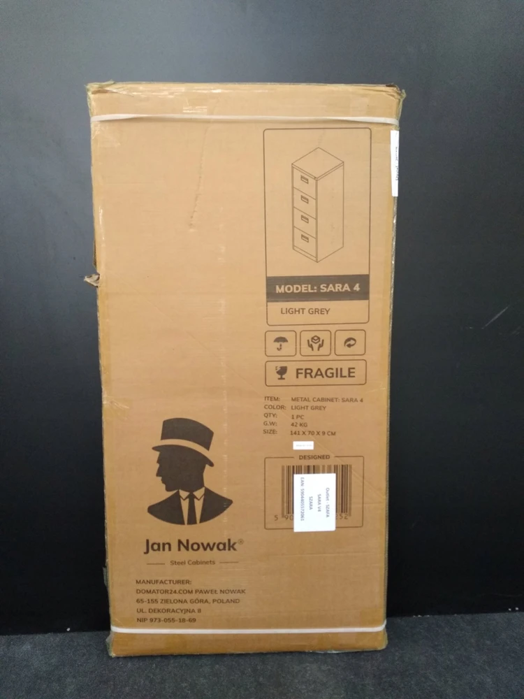 Jan Nowak Metalinė kartotekinė spinta SARA V4, 460 x 1320 x 620 mm, pilka