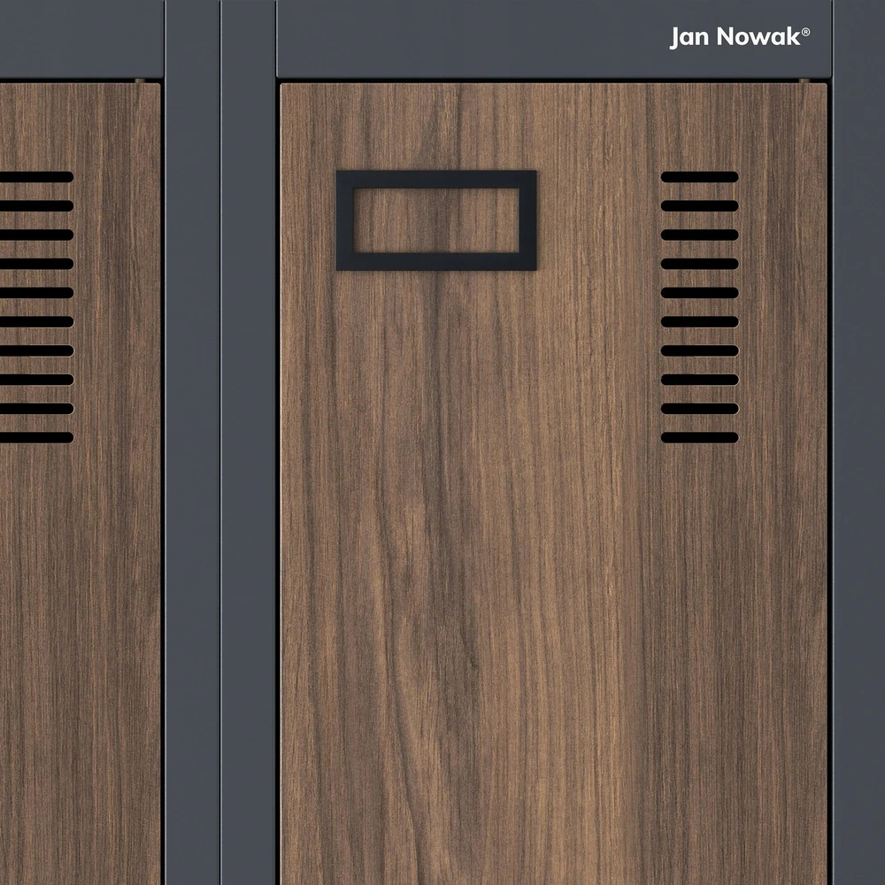 Jan Nowak Dviejų skyrių darbuotojo spintelė antracito / riešuto Eco Design* KACPER II 600 x 1800 x 500 mm