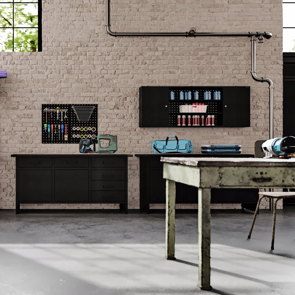 Jan Nowak Įrankių lenta PAULA, 1200 x 600 x 10 mm, visiškai juoda: juoda