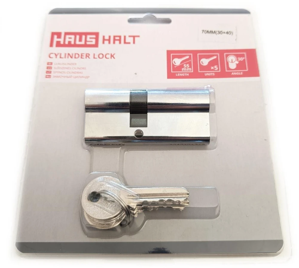 Haushalt Jania CILINDRINĖ SPYNA 70MM 30X40 CHROME 5 RAKTAI