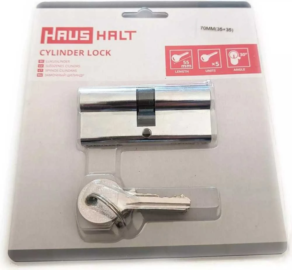 Haushalt Jania CYLINDER LOCK 70MM 35X35 CHROME 5 KEYS