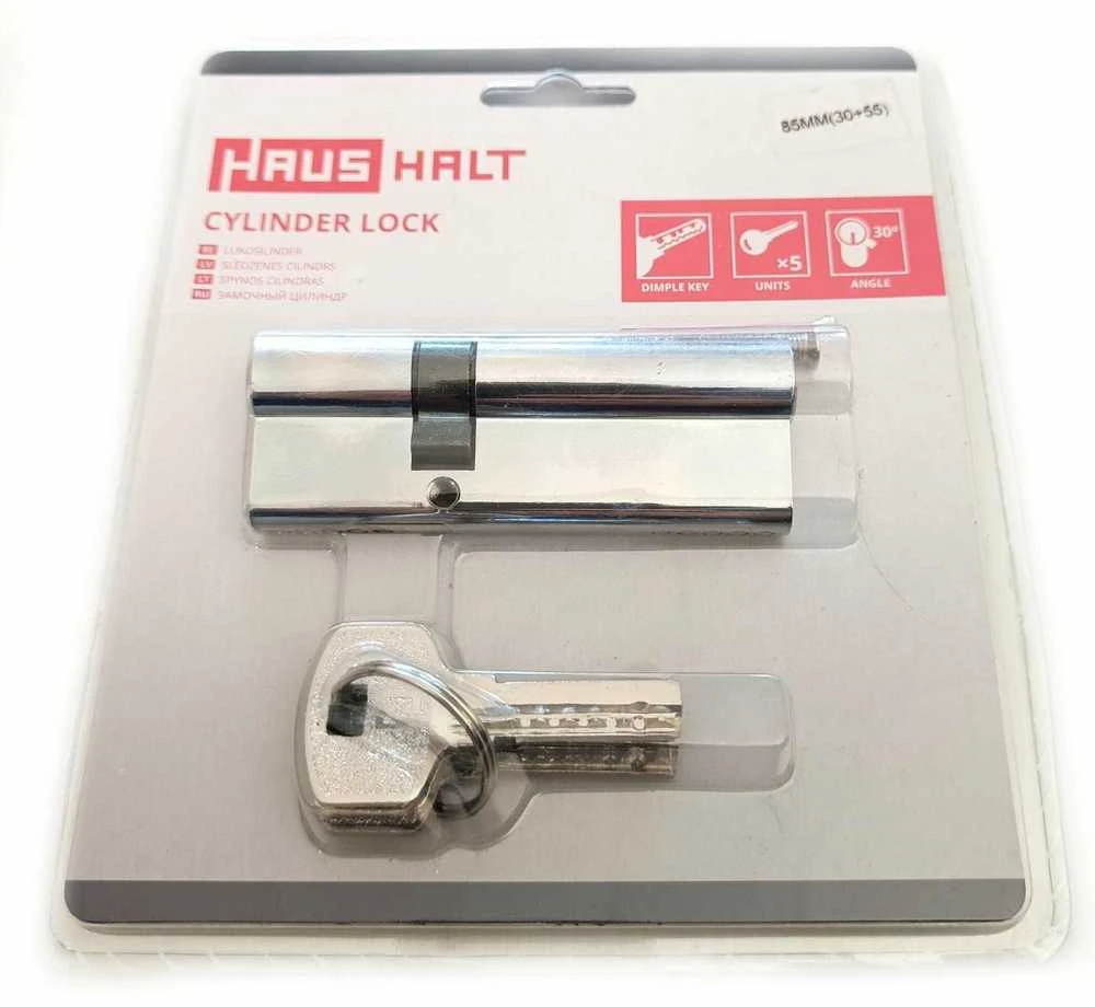 Haushalt Spynos cilindras, 85 mm, 30×55 mm, chromuotas