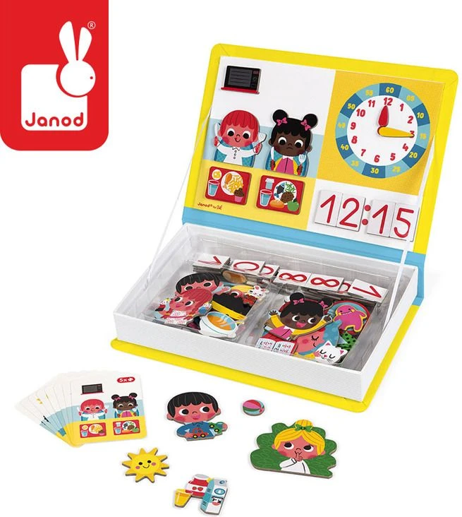 Janod Magnetibook Mokausi naudotis laikrodžiu