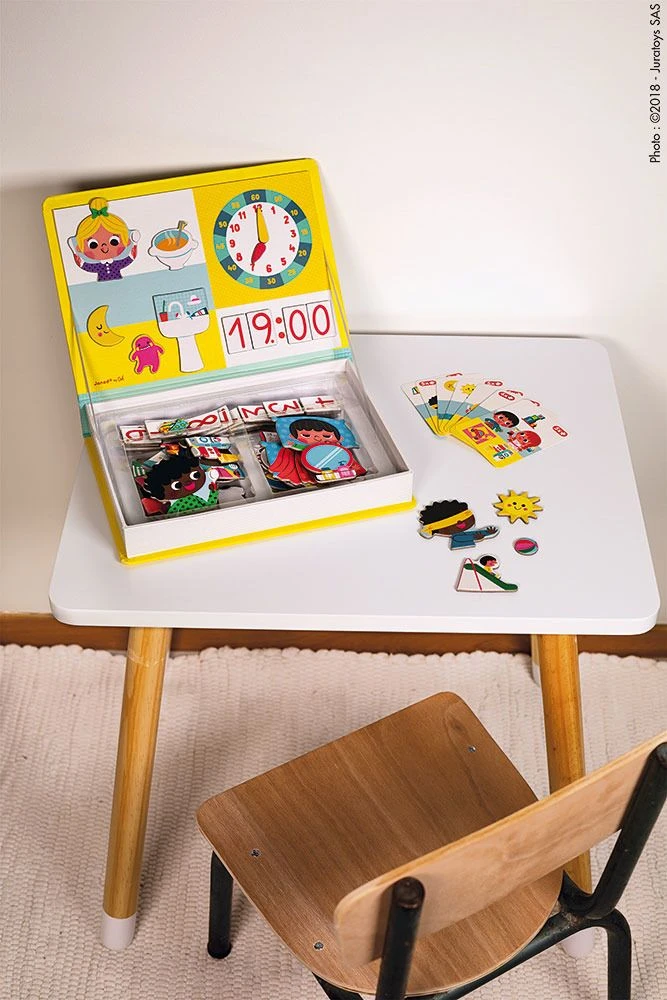 Janod Magnetibook Mokausi naudotis laikrodžiu