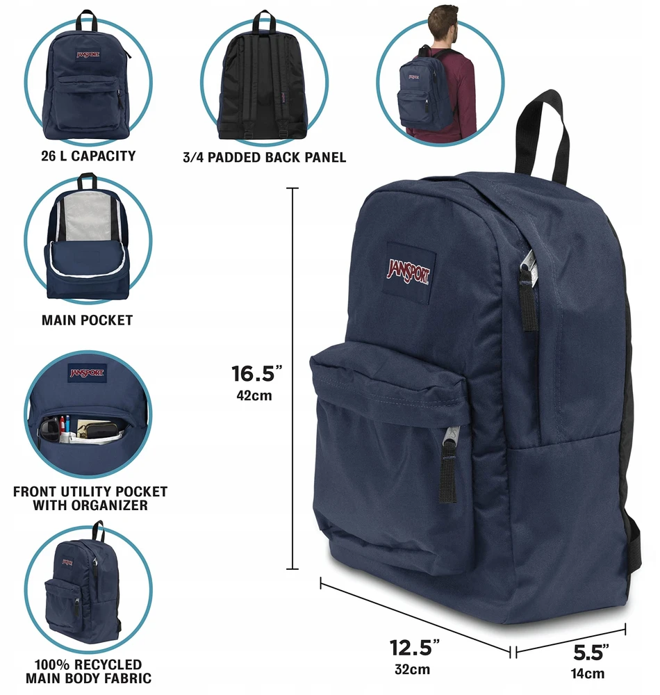 JanSport Superbreak Kuprinė EK0A5BAG6K01 Žalia Universalaus dydžio