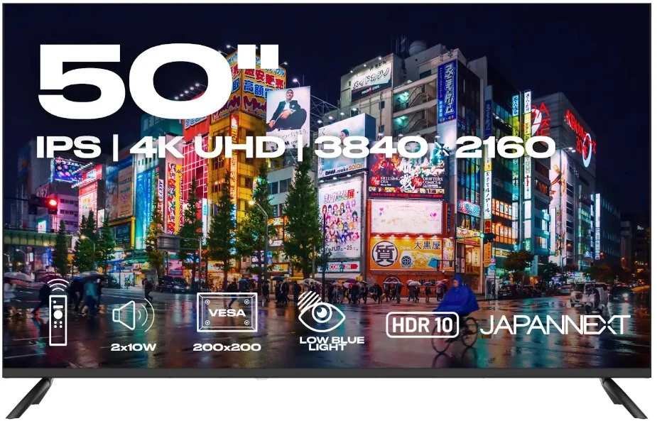 Carruzzo JAPANNEXT JN-IPS500UHD60F kompiuterio monitorius 127 cm (50″) 3840 x 2160 pikseliai 4K Ultra HD Juoda