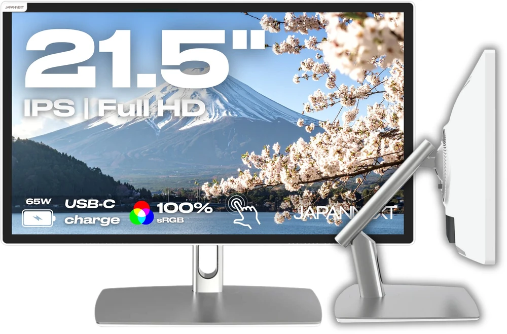 Carruzzo JAPANNEXT JN-IPS2152FHDR-C65W-FLD-T kompiuterio monitorius 54,6 cm (21.5″) 1920 x 1080 pikseliai „Full HD“ LED Lietimui jautrus ekranas Pilka