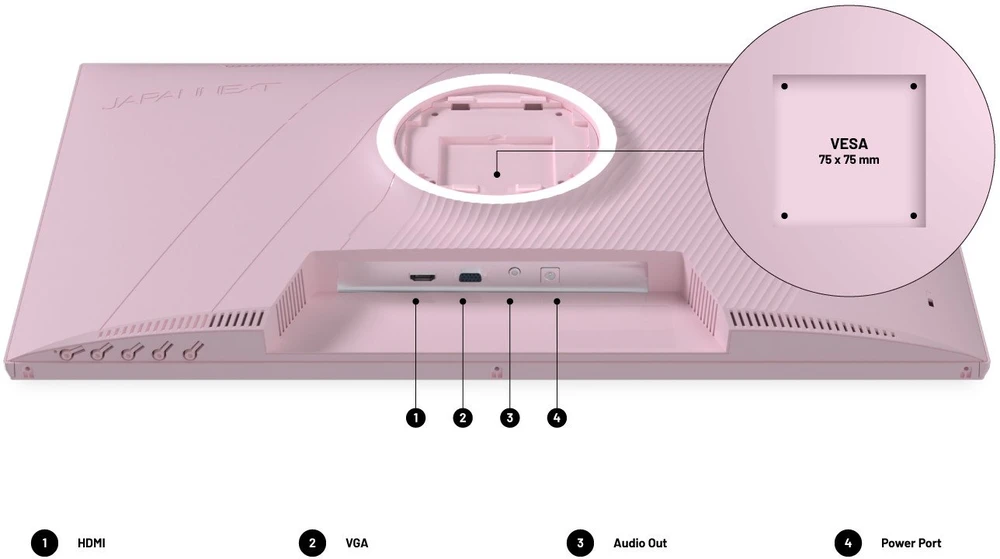Monitorius JAPANNEXT 60,5 cm JN-I238FHD120F-HSP-PK 16:9 HDMI rožinis FHD