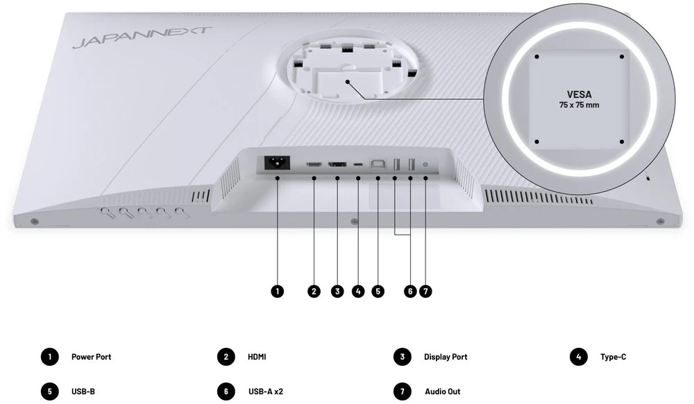 Carruzzo JAPANNEXT JN-IPS270WQHD75F-C65W-HSP-W kompiuterio monitorius 68,6 cm (27″) 2560 x 1440 pikseliai Quad HD LED Balta