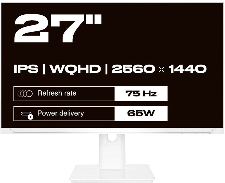 Carruzzo JAPANNEXT JN-IPS270WQHD75F-C65W-HSP-W kompiuterio monitorius 68,6 cm (27″) 2560 x 1440 pikseliai Quad HD LED Balta