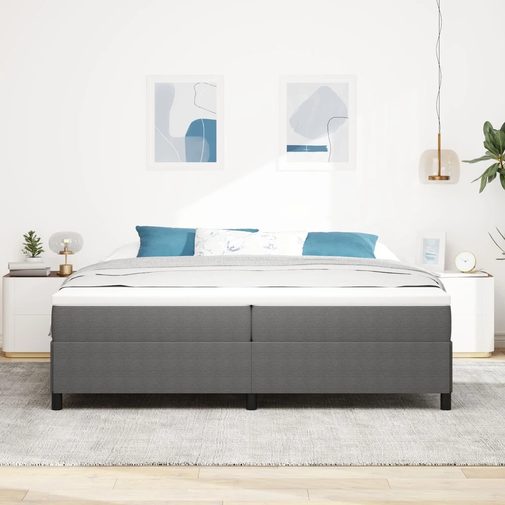 Kiemas lova Šviesiai pilka 200 x 200 cm Kordūrinis audinys