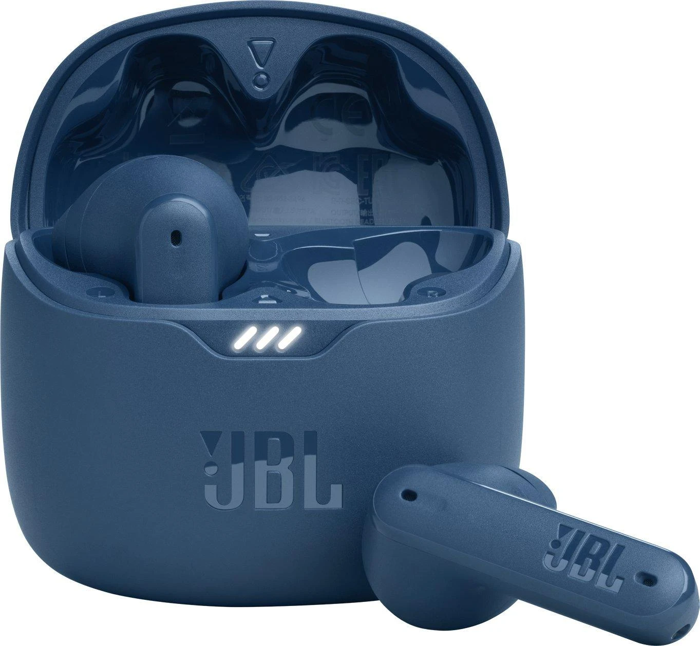 JBL Tune Flex mėlynos su atviru krovimo dėklu