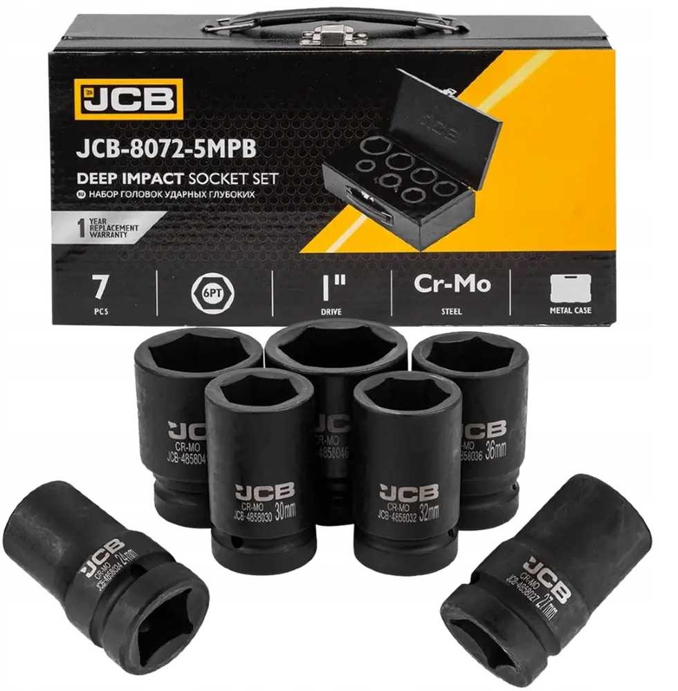 JCB Rinkinys nasadek udarowych głębokich 1'' 7el. (6-kątnych) (24-46mm)