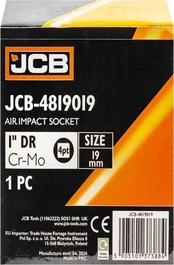 JCB Smūginis antgalis 1'' kvadratui 19 mm (4-kampis)