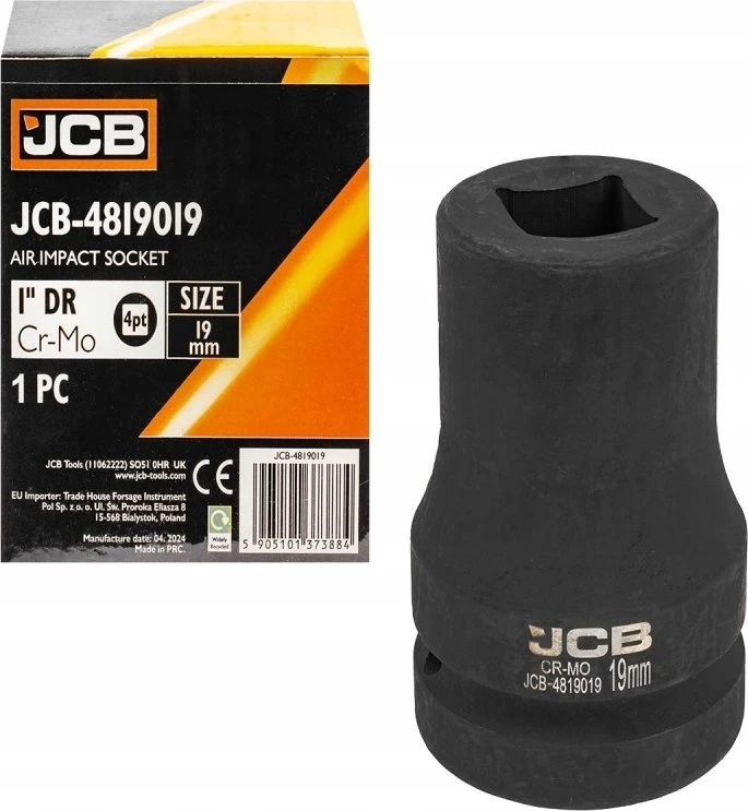 JCB Smūginis antgalis 1'' kvadratui 19 mm (4-kampis)