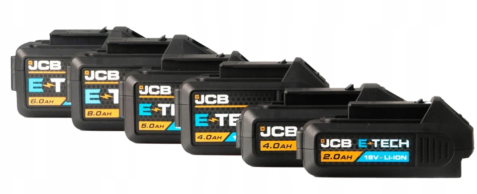 JCB E-Tech baterijų serijos palyginimas