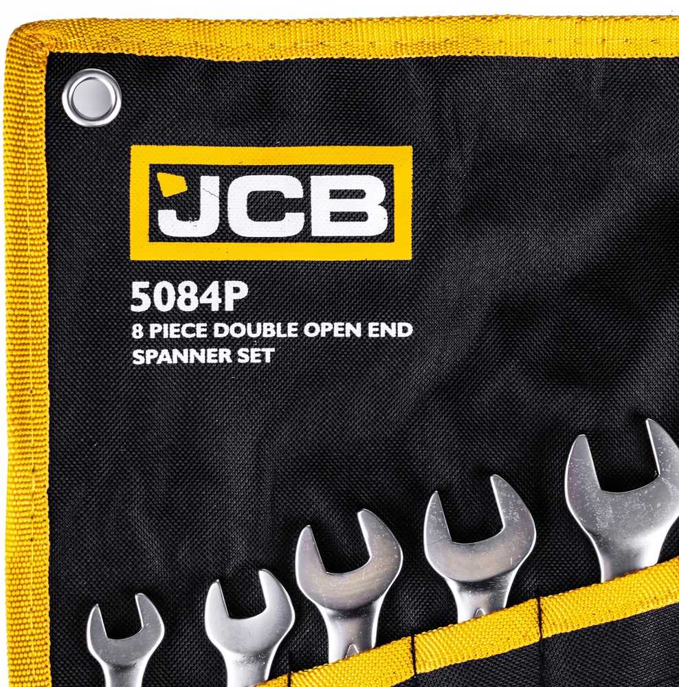 JCB 8 dalių plokščių veržliarakčių (8–24 mm) rinkinys ant lapo