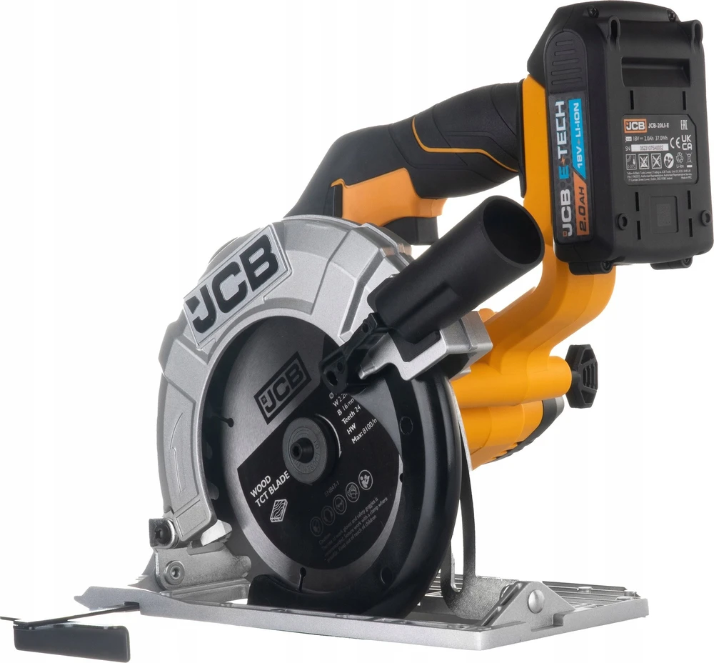 JCB diskinis pjūklas panardinamasis akumuliatorinis 18V 165mm (kompl.: akumuliatorius 2Ah, įkroviklis, krepšys)