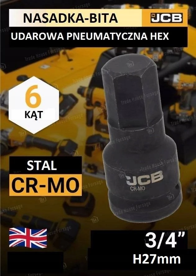 JCB Nasadka-bit smūginis 3/4'' 27mm (6-kątna)