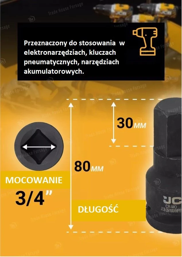 JCB Nasadka-bit smūginis 33mm 3/4'' (6-kątna)