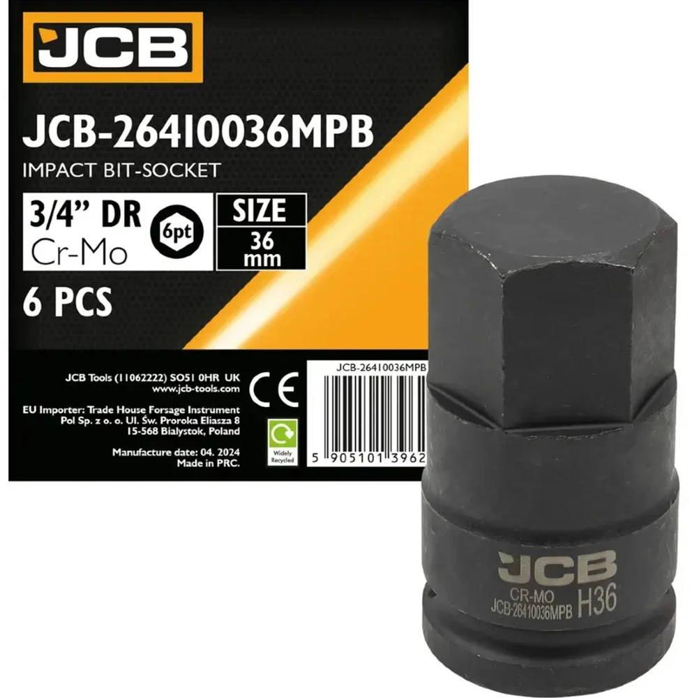 JCB Impact antgalio lizdas 36 mm 3/4" (6 taškai)