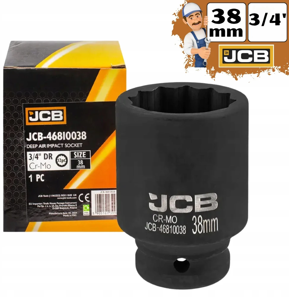 JCB Nasadka smūginis gili 3/4'' 38mm (12-kątna)