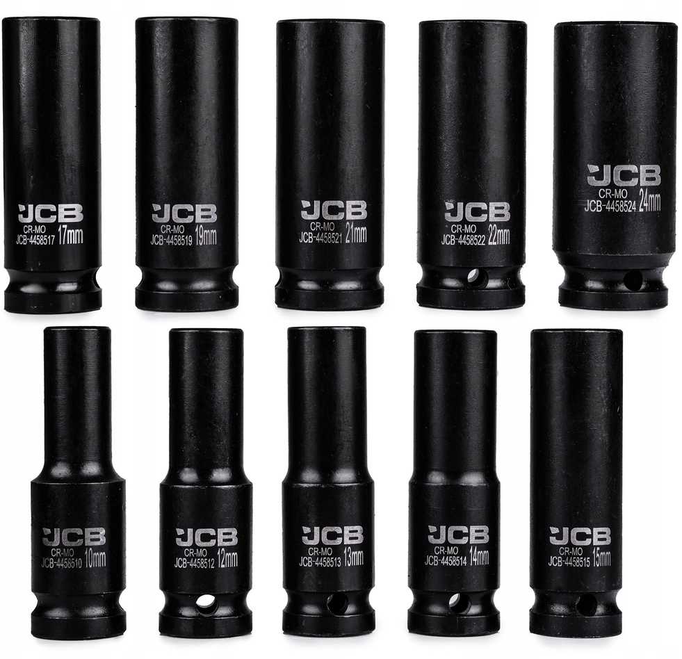 Smūginių sukimo galvučių komplektas JCB 4107-5MPB; 1/2''; 10-24 mm; 10 vnt.