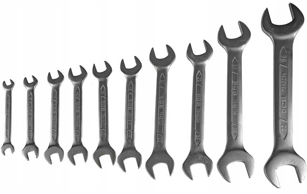 JCB Plokščių raktų rinkinys 10 vnt. (8-36 mm) ant drobės