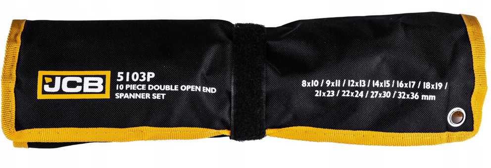 JCB Plokščių raktų rinkinys 10 vnt. (8-36 mm) ant drobės