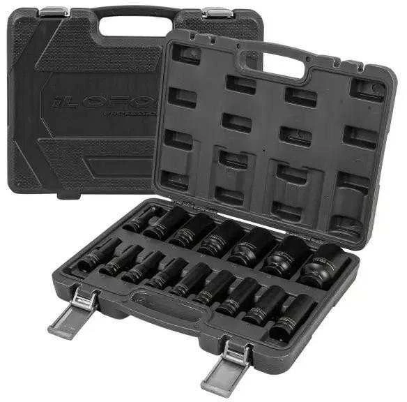JCB Giluminio smūginio antgalių rinkinys 1/2'' 16 vnt. (6 briaunų) (10-32mm) (36mm 12 briaunų)