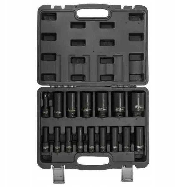 JCB Giluminio smūginio antgalių rinkinys 1/2'' 16 vnt. (6 briaunų) (10-32mm) (36mm 12 briaunų)