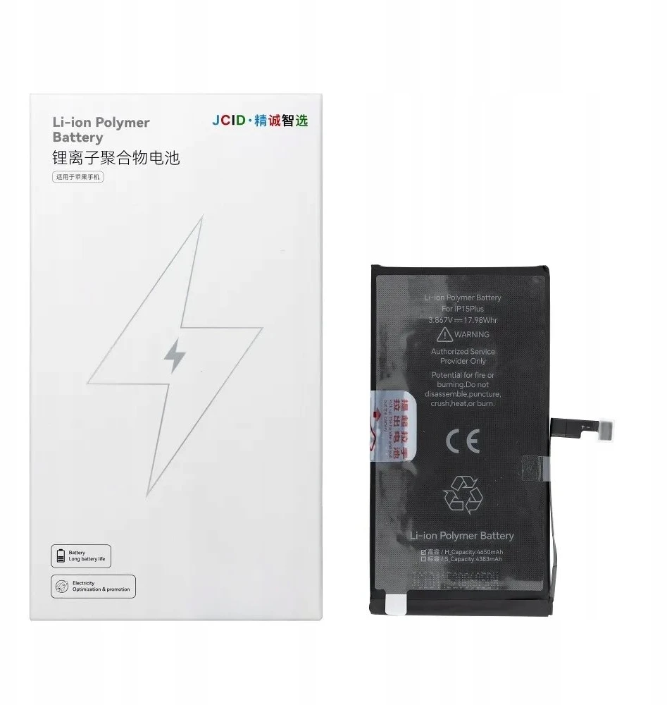 JCID baterija, skirta „iPhone 15 Plus“, 4650 mAh (didelės talpos)