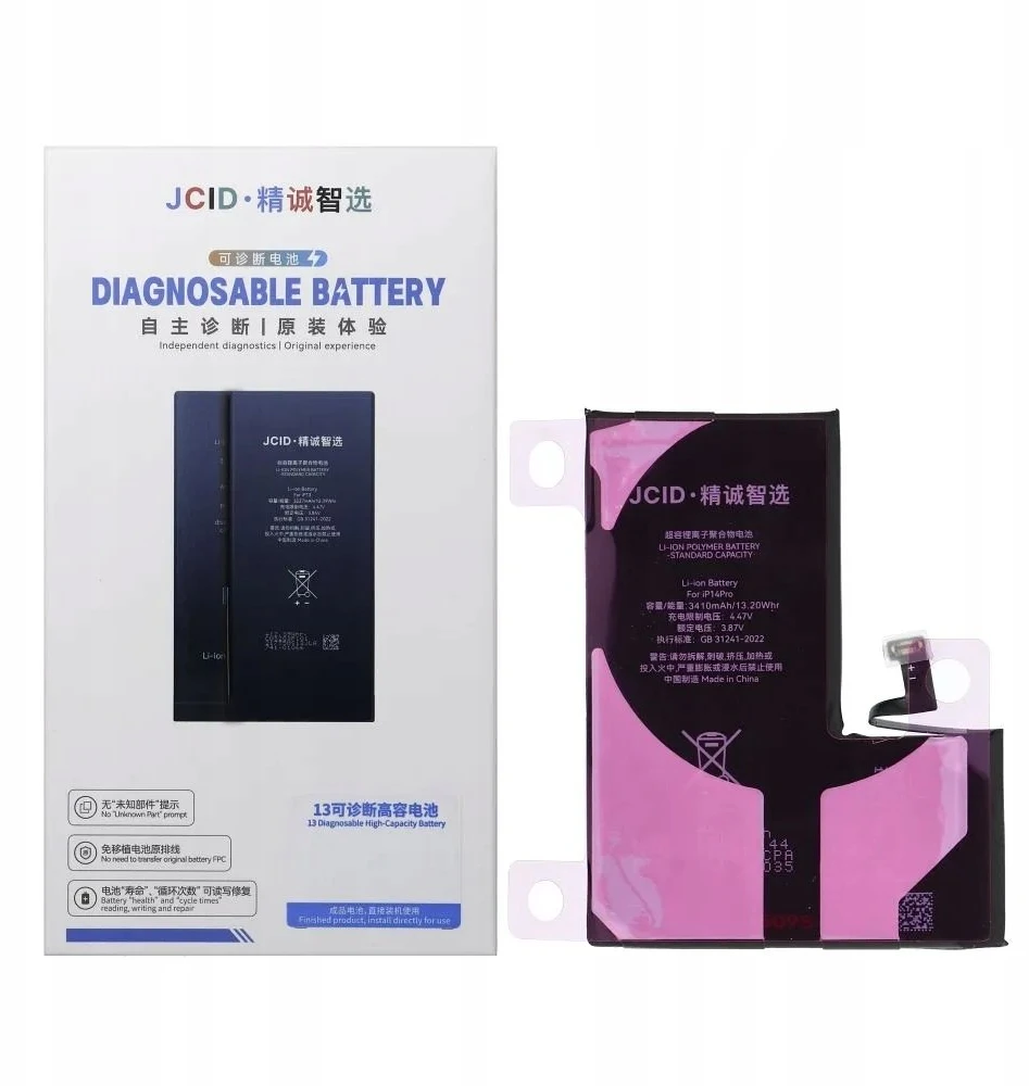 JCID diagnozuojama (naudota) baterija, skirta „iPhone 14 Pro Max“, 4790 mAh (didelės talpos)