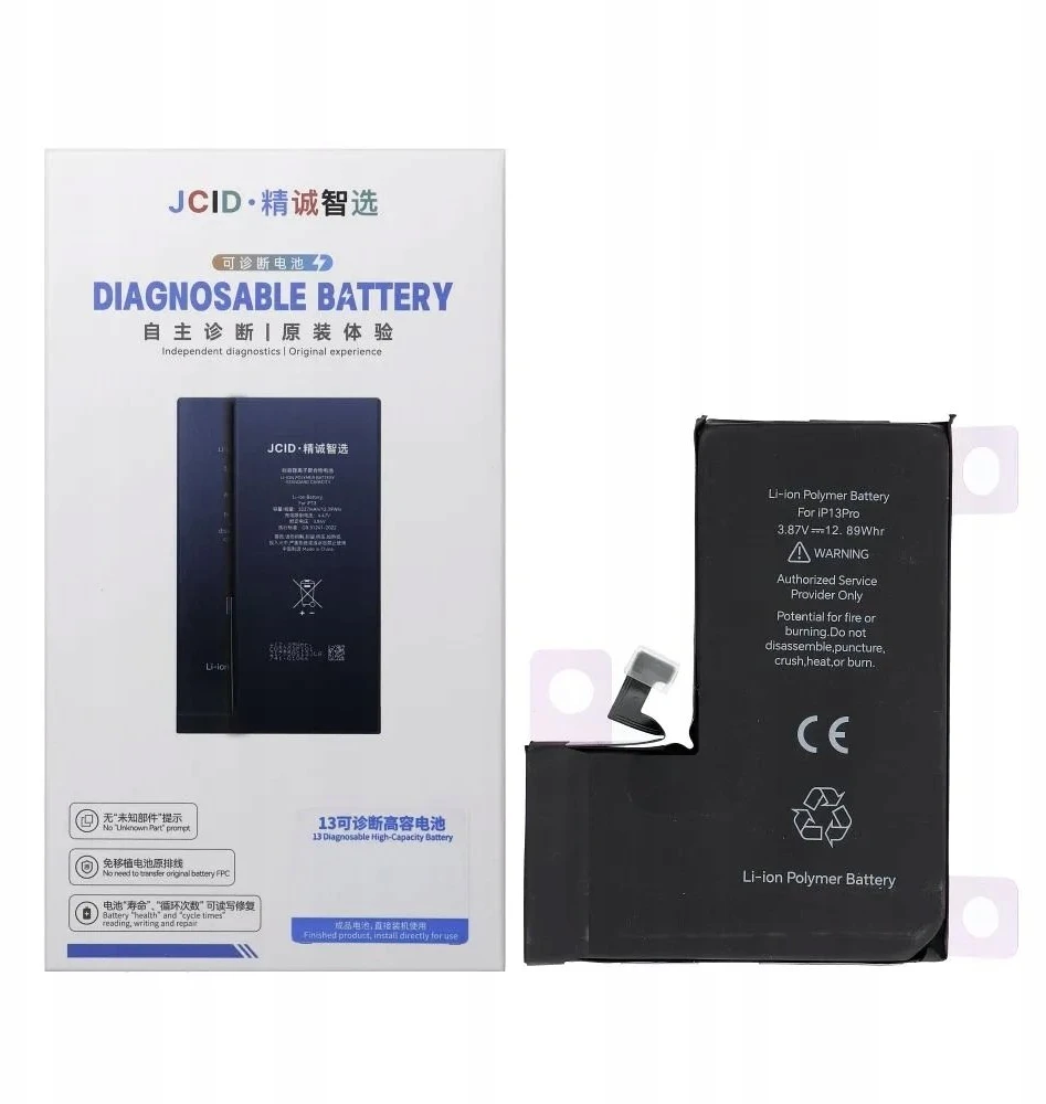 JCID diagnozuojama (naudota) iPhone 13 Pro baterija 3330 mAh (didelės talpos)