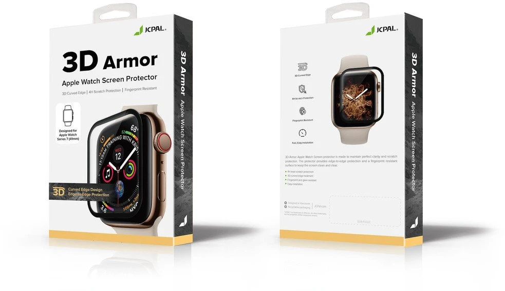 Jcpal JCPal 3D apsauginė plėvelė „Armor“ Apple Watch ekrano apsauga, skirta Apple Watch Series 4/5/6-osios/SE – (44 mm)