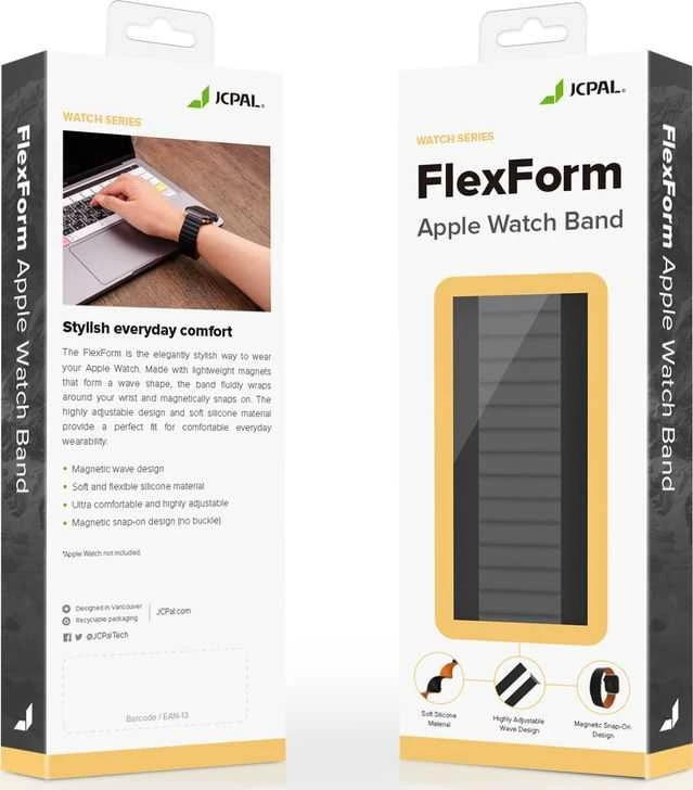 Jcpal Dirželis JCPal FlexForm do Apple Watch Band Gray/Geltona (38/40/41mm)