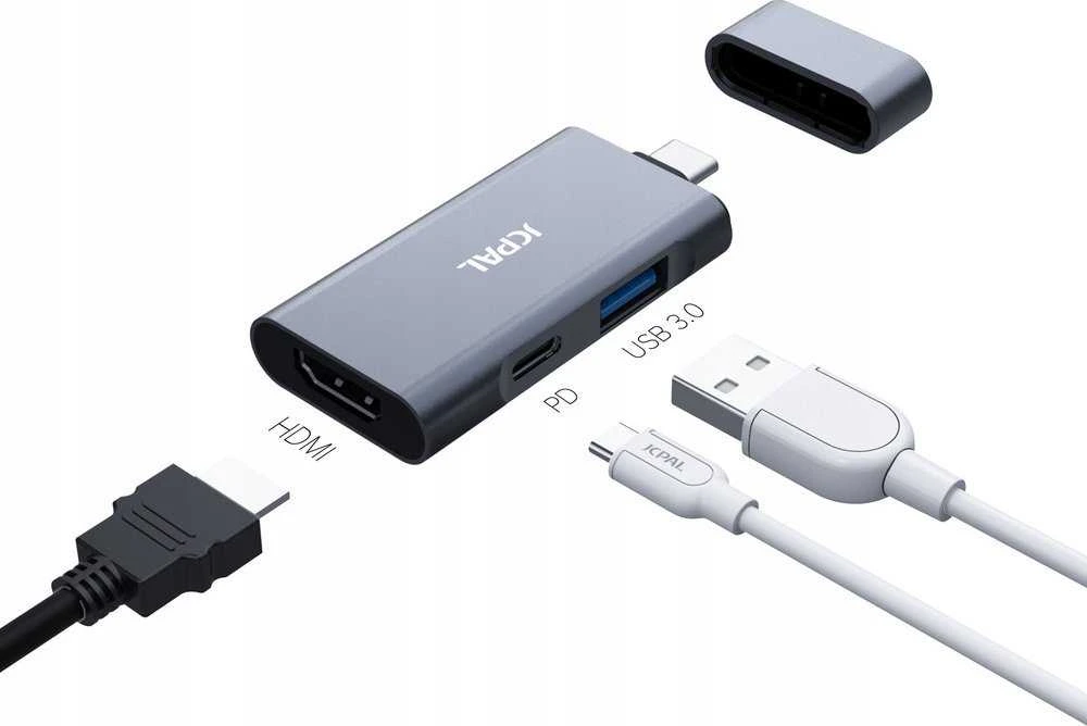 HUB USB Jcpal JCPAL USB-C 3-in-1 Travel Hub - hub HDMI/PD/USB-A 3.0 - Saugumo garantija. Paprastos išsimokėtinai. Nemokamas pristatymas nuo 170 zł.