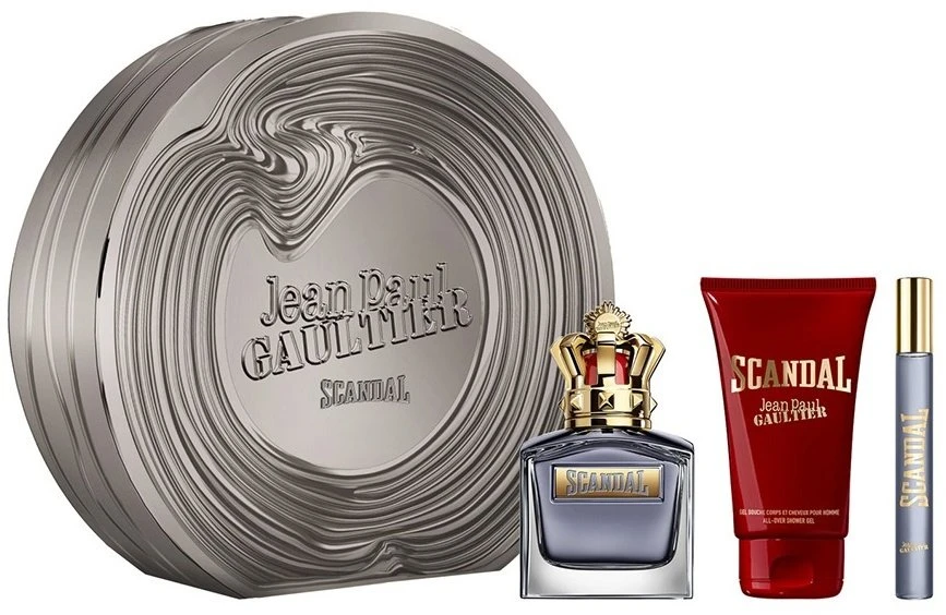 Jean Paul Gaultier Scandal Pour Homme komplektas tualetinio vandens purškiklis 100 ml + tualetinio vandens purškiklis 10 ml + dušo želė 75 ml
