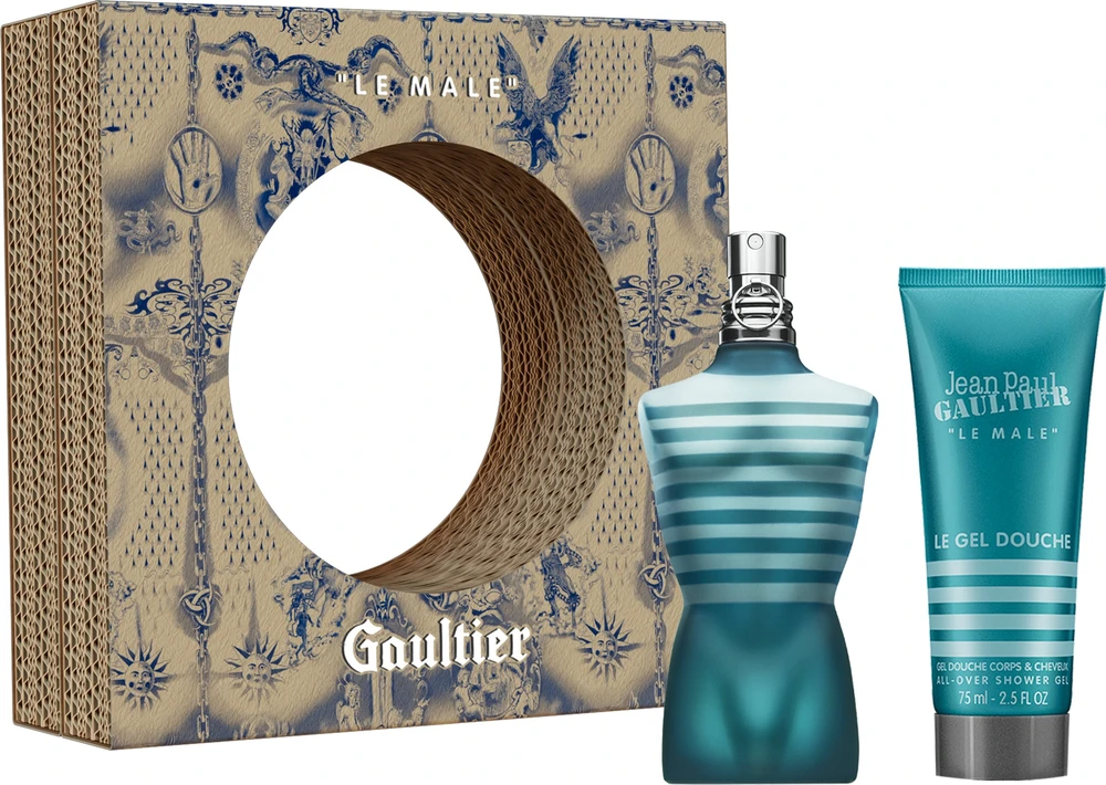 Set Jean Paul Gaultier: Le Male Eau De Toilette For Men, 75 ml + Le Male Cleansing Dušo želė For All Skin Types, 75 ml