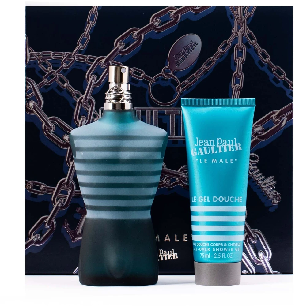 Set Jean Paul Gaultier: Le Male Eau De Toilette For Men, 75 ml + Le Male Cleansing Dušo želė For All Skin Types, 75 ml