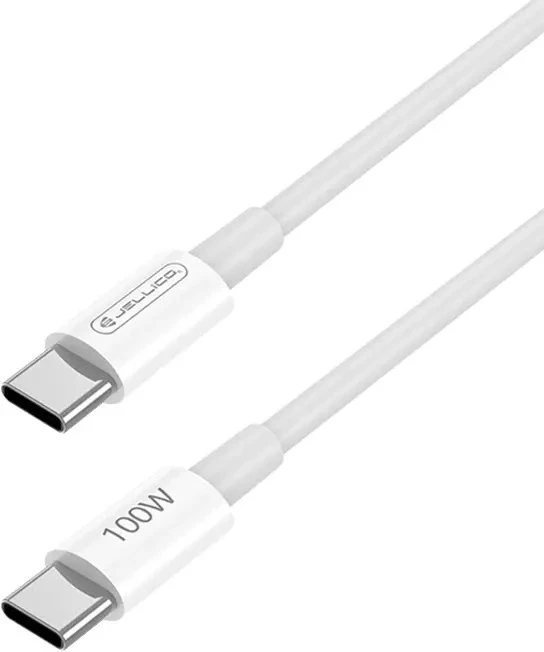 Jellico B22 Super ātrs universāls USB-C uz USB-C datu un ātrās PD 100W 20V/5A uzlādes kabelis 1m Balts