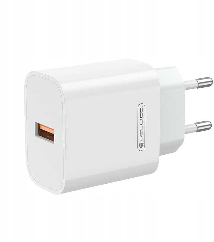 Sieninis įkroviklis 22,5W QC3.0 USB Jellico AK165 baltos spalvos