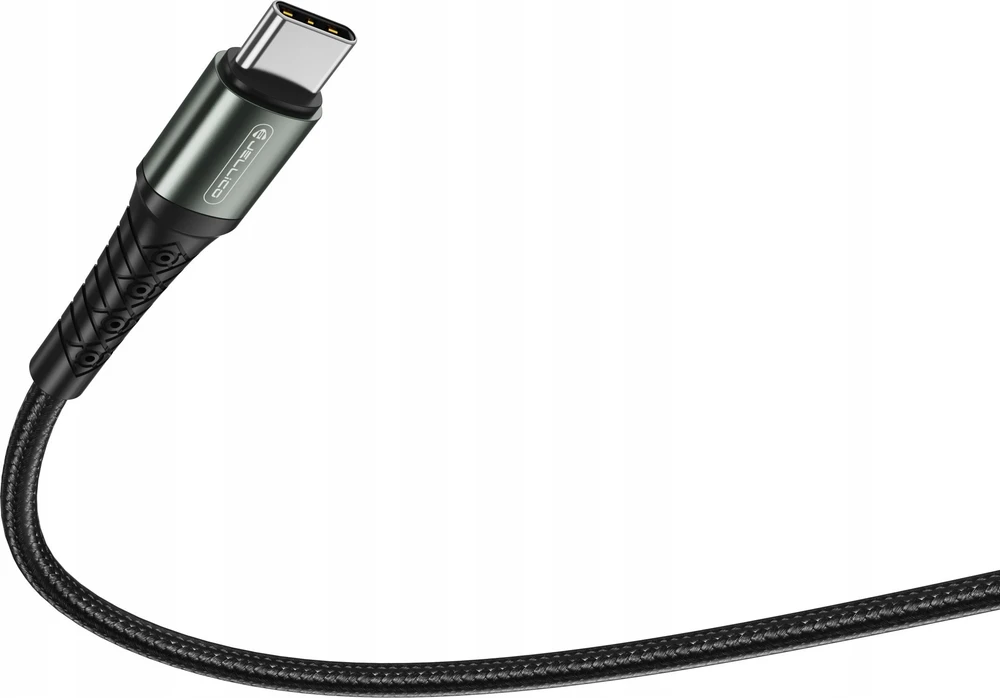Jellico B12 Neilona Pīts Universāls USB-C uz USB Datu & Ātrās 3.1A Uzlādes kabelis 2m Melns