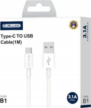 Jellico B1 Izturīgs-Mīksts Universāls USB uz USB-C Datu & Ātrās uzlādes PD 20W Kabelis 1m Balts